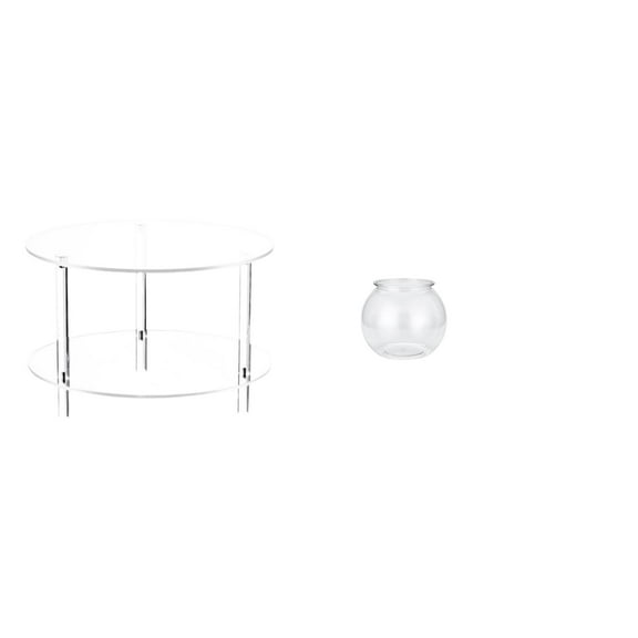 Kuntesetty Acrylic Side Table for Living Room with Transparent Small Fish Tank Compact NightStand Bedside Furniture Easy Assembly Aquarium Fish Bowl Vase Table for Home Office Decor Plants