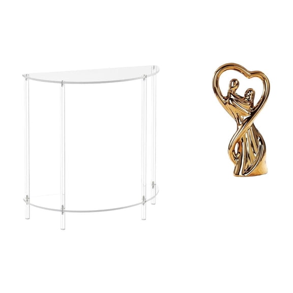 Kuntesetty Acrylic Side Table for Small Space Lovers Sculpture Gift 2 Tier Accent End Table Skinny Nightstand for Bathroom Home Living Room Decor Anniversary Family