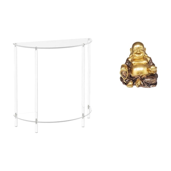 Kuntesetty Acrylic Side Table for Small Space with Maitreya Buddha Sculpture Buddhist Feng Shui Tabletop Ornament for Home Living Room Decor Anniversary Party