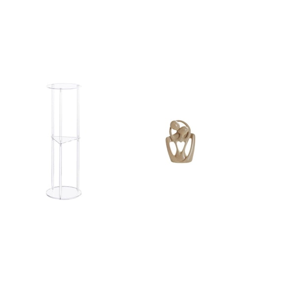 Kuntesetty Acrylic Side Table for Small Spaces with Abstract Couple Resin Statue Creative Decor for Office Balcony Bedside Bookcase Cafe Desktop Gift