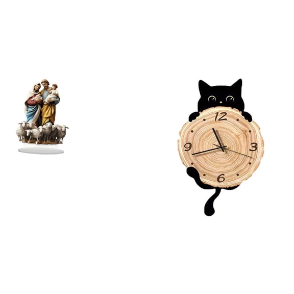 Kuntesetty Acrylic Tabletop Ornament Holiday Fireplace Decor Lightweight Wall Clock Easy Read No Ticking Hanging Office Bedroom Kid Room Home Gift