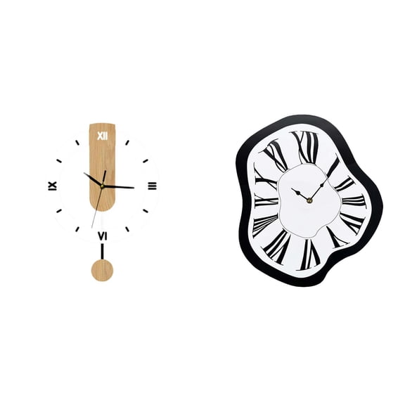 Kuntesetty Acrylic Wall Clock Distorted Melting Clock Large Roman Numerals Silent Wall Decoration for Home Classroom Bathroom Living Room Shop