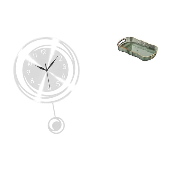 Kuntesetty Acrylic Wall Clock Ornament with Large Arabic Numerals and Lightweight Quiet Design for Kitchen Study Farmhouse Combined with Food Serving Tray Bathroom Vanity Tray Fruit Tray Cafe