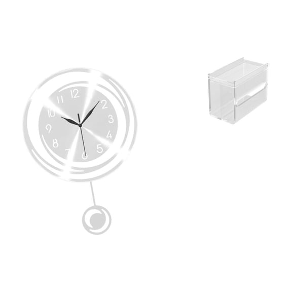 Kuntesetty Acrylic Wall Hanging Clock and Toilet Paper Storage Box Modern Lightweight Quiet Ornament with Large Arabic Numerals for Kitchen Study Farmhouse Wall Mounted Tissue Paper Holder