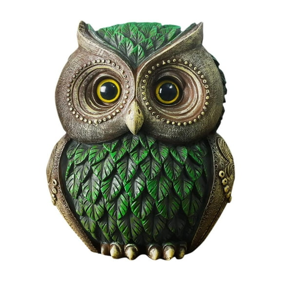 Kuntesetty Adorable Owl Ornament Art Works Garden Owl Statue for Office Dollhouse Patio green