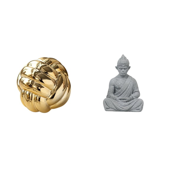 Kuntesetty Aesthetic Yarn Ball Monkey Buddha Sculpture Ceramic Figurine Ornament for Living Room Countertop Entrance Hotel Patio Backyard Dresser Decor