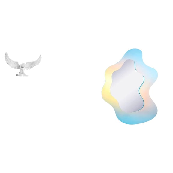 Kuntesetty Angel Sculpture Angel Statue Acrylic Mirror Vanity Mirror Wall Sticker Crafted From Resin And Acrylic Suitable for Bedroom Living Room Office Decorati