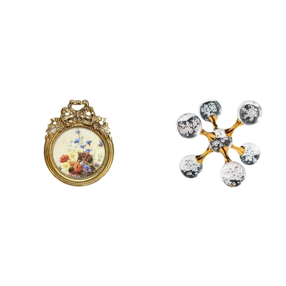 Kuntesetty Antique Bubble Photo Frame Sphere Figurine Vintage Picture Frame Round Ornate European Desktop Wall Display Modern Statue Decorative Sculpture Desk Office Shelf Living Room Home