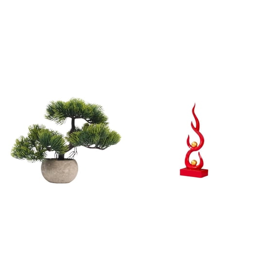 Kuntesetty Artificial Bonsai Tree Greenery Collection Faux Plant Centerpieces Abstract Fire Statue Resin Flame Figurine Ornament Modern Sculpture Craft