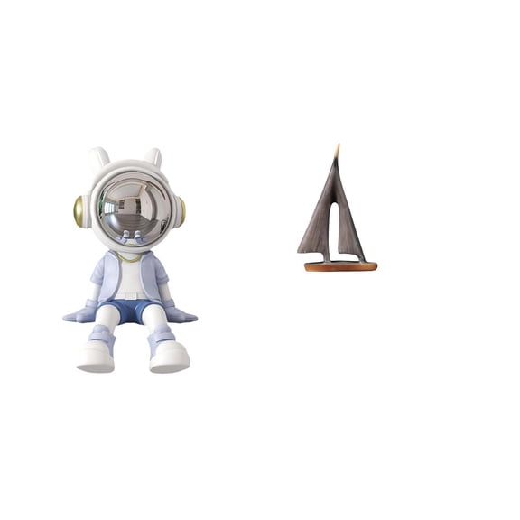 Kuntesetty Astronaut Sailing Boat Statue Nordic Sculpture Decorative Figurine for Bookshelf Entrance Living Room Home Hotel Desktop Ornament