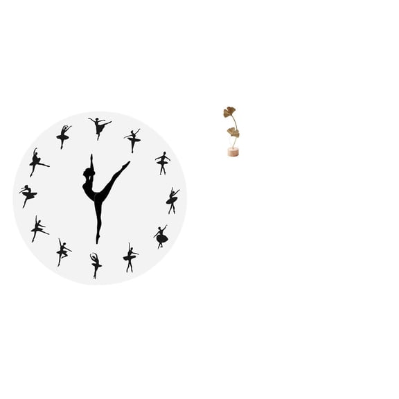 Kuntesetty Ballerina Wall Clock Ballet Dancing Girl Leaf Sculpture Metal Statue Silent Mute Clock Dance Decorative Figurine Nordic Ornament Home