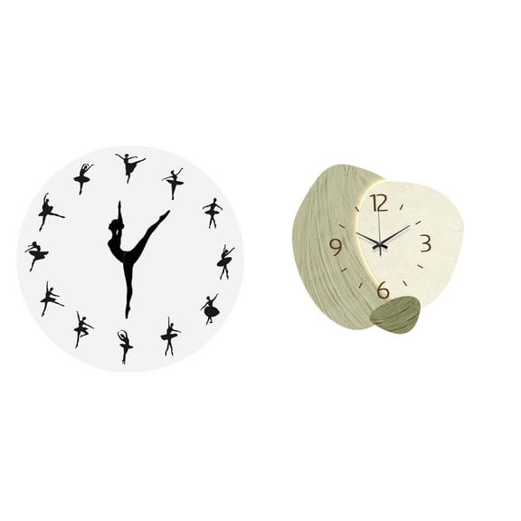 Kuntesetty Ballerina Wall Clock Ballet Dancing Girl Silent Mute Clock Dance Charming Decorative Simple Wall Decor Room Decoration Cartoon Wall Hanging Clock for Kitchen Office Home Farmhouse