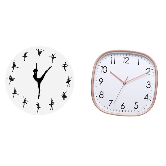 Kuntesetty Ballerina Wall Clock Ballet Dancing Girl Silent Mute Dance Charming Decorative Digital Hanging Design Large Vintage Low Noise Art Practical Dining Room Home Farmhouse Gym