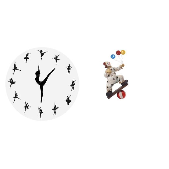 Kuntesetty Ballet Dancer Clock Sculpture Silent Mute Decorative Timepiece for Kitchen Office Home Table Centerpiece Cabinet Dining Room Decor Gift