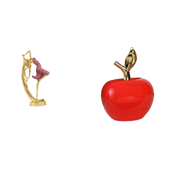 Kuntesetty Ballet Dancer Figurine Resin Art Sculpture with Ornament Ceramic Fruit Artwork for Home Office Bedroom Cafe Study Room Holiday Decor