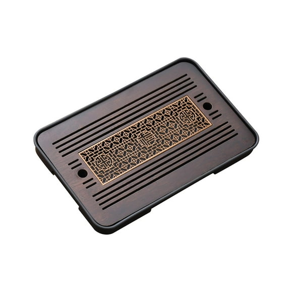 Kuntesetty Bamboo Tea Tray Simple Traditional with Water Storage for Tea Room Household A