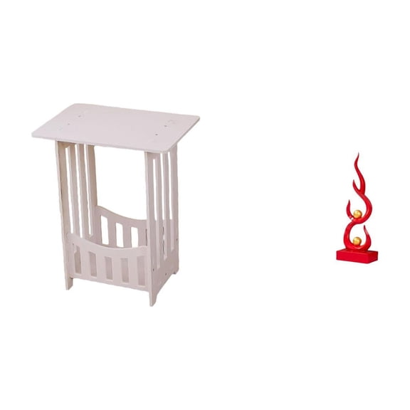 Kuntesetty Bedside Table with Abstract Fire Resin Statue Modern Flame Figurine Practical End Table for Hotel Cafe Lounge Room Balcony Office Decor