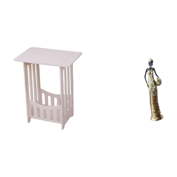 Kuntesetty Bedside Table with African Tribal Lady Sculpture Ornament Practical End Table for Lounge Room Balcony and Bedroom Decor