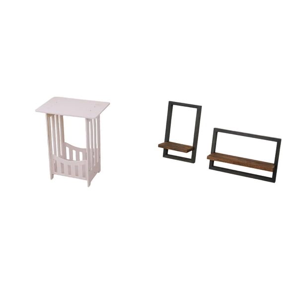 Kuntesetty Bedside Table with Floating Wood Shelves Modern Rustic Storage Display for Hotel Cafe Lounge Kitchen Office Dining Room Balcony