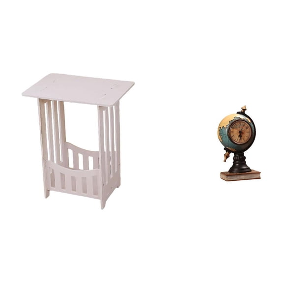 Kuntesetty Bedside Table with Modern Globe Clock Statue Practical End Table for Hotel Cafe Lounge Room Office Shelf Bedroom Decor