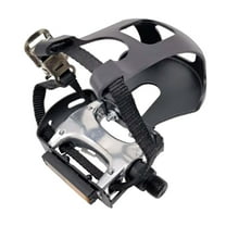 Kuntesetty Bike Pedals with Clips And Straps Bicycle Pedals with Toe Cage Nonslip 9/16 Inch Left