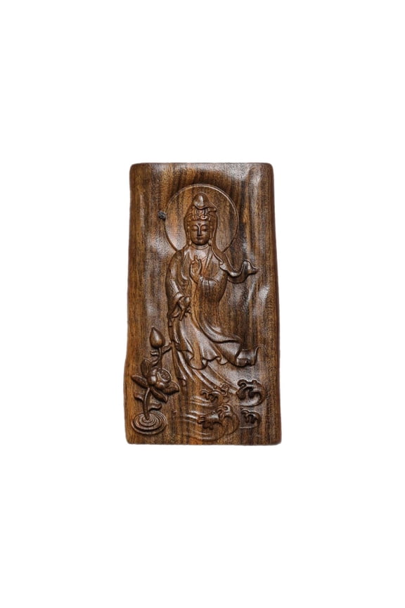Bodhisattva Pendant Ancient Handmade for Women Men Wooden Sculpture Necklace