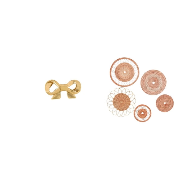 Kuntesetty Brass Bowknot Furniture Handle for Kitchen Drawer and Cupboard Dresser Pull with Bow Cabinet Pull Easy Installation Combined with Wall Hanging Decor and Unique Rattan Woven Wall Art