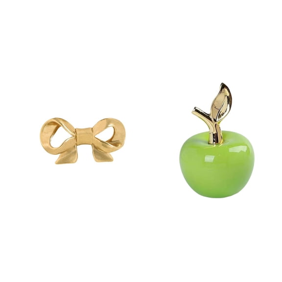 Kuntesetty Brass Bowknot Furniture Handle for Kitchen Drawer and Cupboard Dresser Pull with Statue Ornament Simulation Artwork Home Decoration Ceramic Figurine Fruit Sculpture for Bathroom Cafe