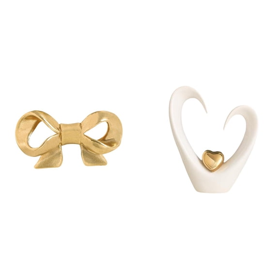 Kuntesetty Brass Bowknot Heart Furniture Handle Minimalist Decorative Cabinet Pull for Kitchen Drawer Dresser Bathroom Shelf Living Room Entrance Desk Modern Statue