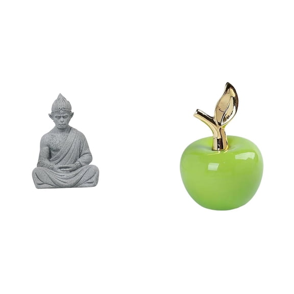 Kuntesetty Buddha Monkey Sculpture and Ceramic Figurine Artistic Collectible for Home Hotel Cafe Patio Backyard Study Room Holiday Decor