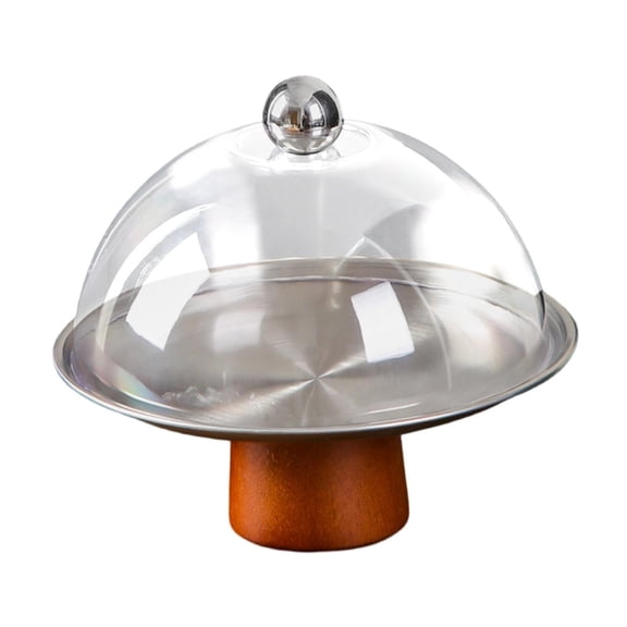 Kuntesetty Cake Stand with Lid Cake Holder Cookie Multifunctional Tableware Organizer Tray Cakes Dome Cover for Christmas Birthday Party Silver 23x20cm