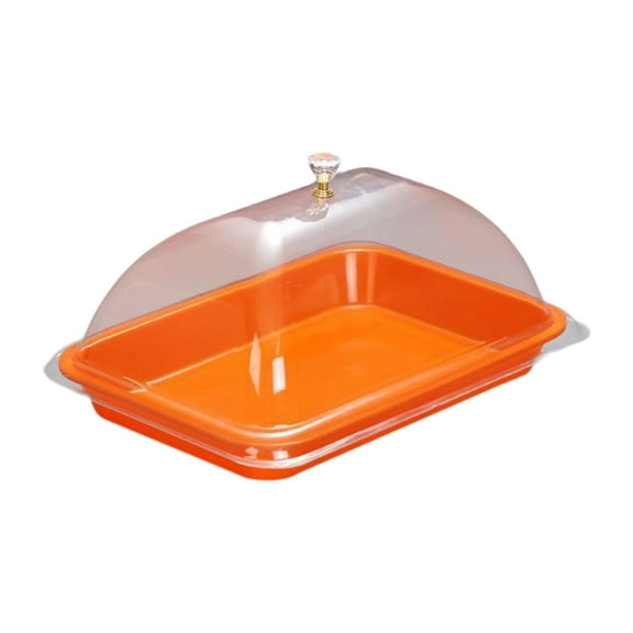 Kuntesetty Cake Stand with Dome Multipurpose Cake Plate for Festival Wedding Restaurant Orange