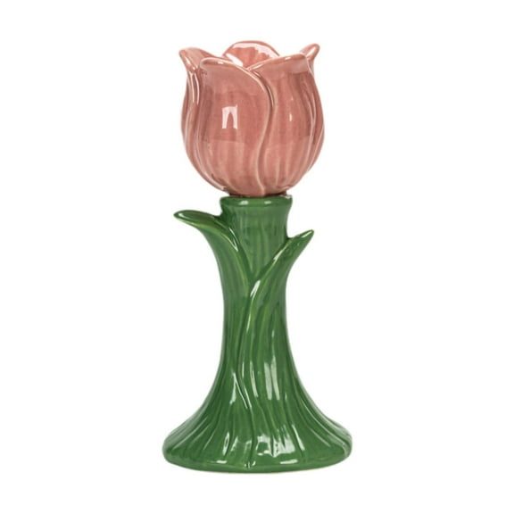 Kuntesetty Candle Holder Candlesticks Gift Ceramic Nordic for Taper Candles 5.8 inch Pillar Pink