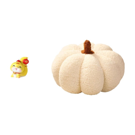 Kuntesetty Cartoon Pumpkin Snake Pillow Statue Decorative Resin Plush Tabletop Ornament Cushion for Shelf Table Centerpiece Office Bedroom Housewarming Gift Room Decor