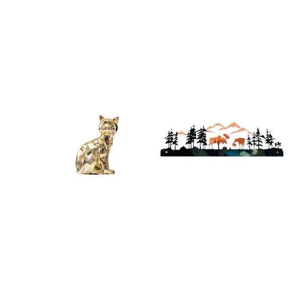 Kuntesetty Cat Deer Statue Decorative Figurine Animal Sculpture Art Craft Ornament for Fireplace Wall Decor Hanging for Garden Fence Outdoor Indoor Porch