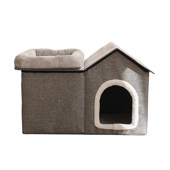 Kuntesetty Cat House Comfortable Warm Multifunctional Indoor Condo for Small Cat Kitten Gray