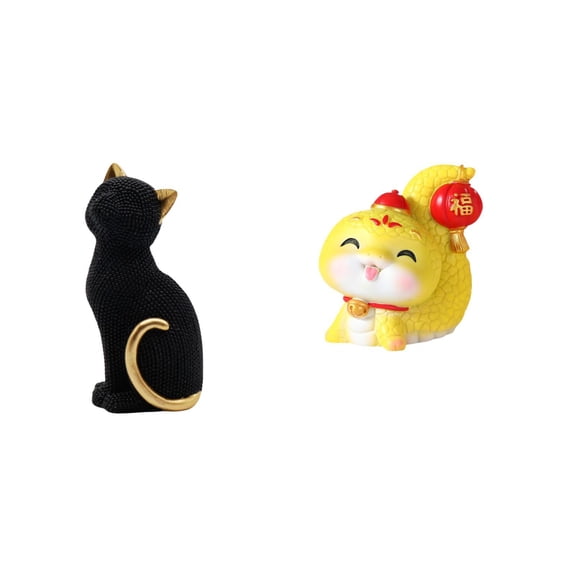 Kuntesetty Cat Statue Resin Figurine Animal Sculpture for Entrance Bookshelf Living Room Bedroom Cartoon Snake Tabletop Ornament Shelf Centerpiece Office Housewarming Gift