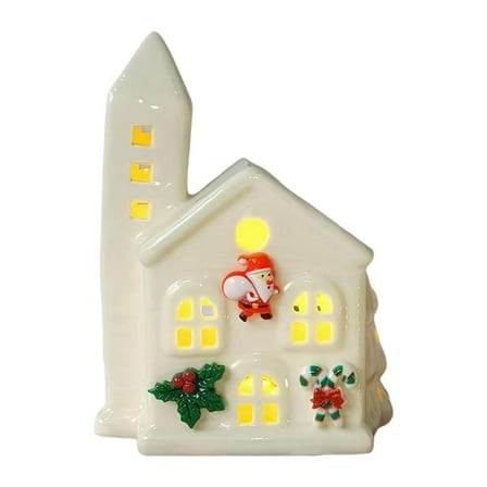 Kuntesetty Ceramic Christmas Village House Christmas Village Building for Party Holiday Style A
