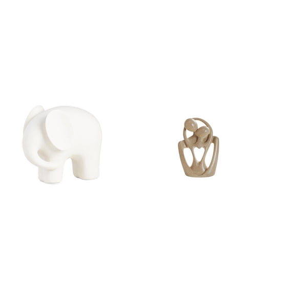 Kuntesetty Ceramic Elephant Statue Animal Sculpture Figure Collection Collectible Figurine with Nonslip Pads for Bookshelf Tabletop and Abstract Couple Figurine Creative Resin Statue Sculpture
