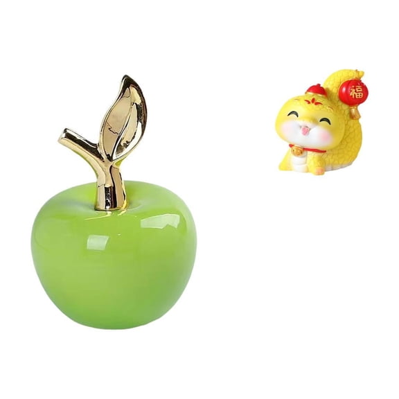 Kuntesetty Ceramic Figurine Fruit Sculpture and Cartoon Snake Statue Decorative Resin Tabletop Ornament for Home Cafe Study Room Shelf Table Centerpiece