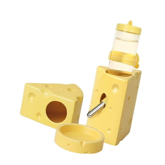 Kuntesetty Ceramic Hamster Habitat Cute Decoration for Squirrels Chipmunk Small Animals Yellow L