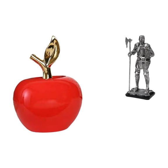 Kuntesetty Ceramic Knight Figurine Statue Ornament Simulation Artwork Fruit Sculpture for Cafe Study Room Entryway Fireplace Bedroom Home Decor Housewarming Gift