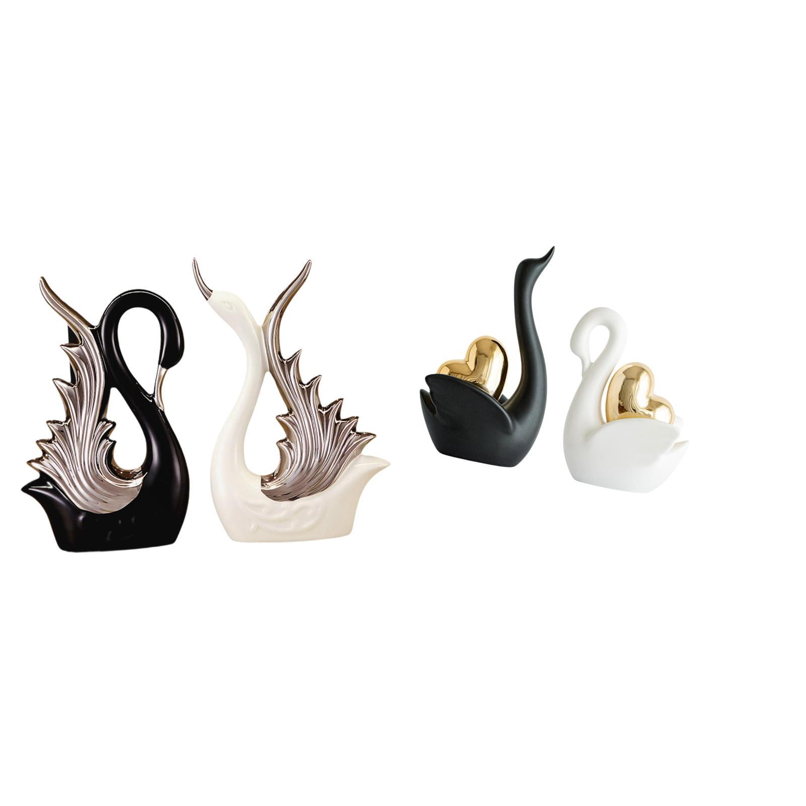 Kuntesetty Ceramic Swan Figurines Sculpture Desktop Ornament Tabletop ...