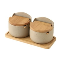 Kuntesetty Ceramics Storage Jars Creative Ceramic Sugar Bowl for Coffee Spice Farmhouse 2Pcs