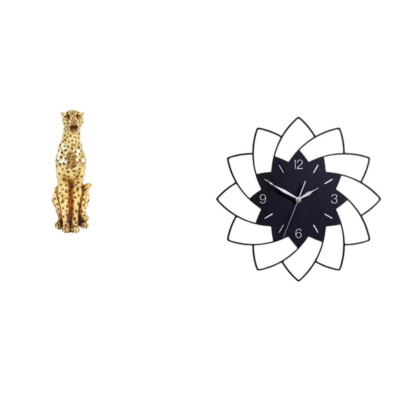 Kuntesetty Cheetah Timepiece Sculpture Elegant Animal Clock Centerpiece for Home Office Bedroom Cafe Wall and Tabletop Decoration