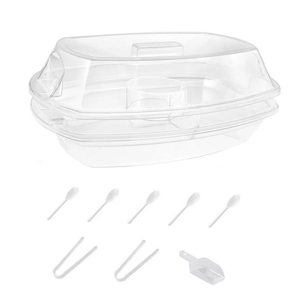 Kuntesetty Chilled Serving Tray Divided Chilled Veggie Tray for Picnic Cold Food Indoor