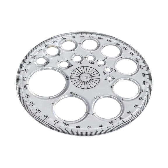 Kuntesetty Circle Template Round Protractor 360 Degree 16 Sizes Multifunctional Round Stencil Measuring Tool Technical Drawing Supplies