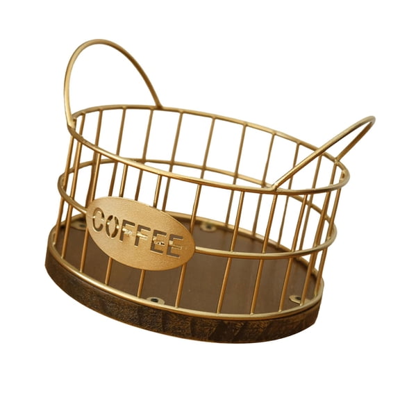 Kuntesetty Coffee Pod Holder Coffee Pod Storage Basket , Golden Rustic Accessories Versatil 17cmx12.5cm
