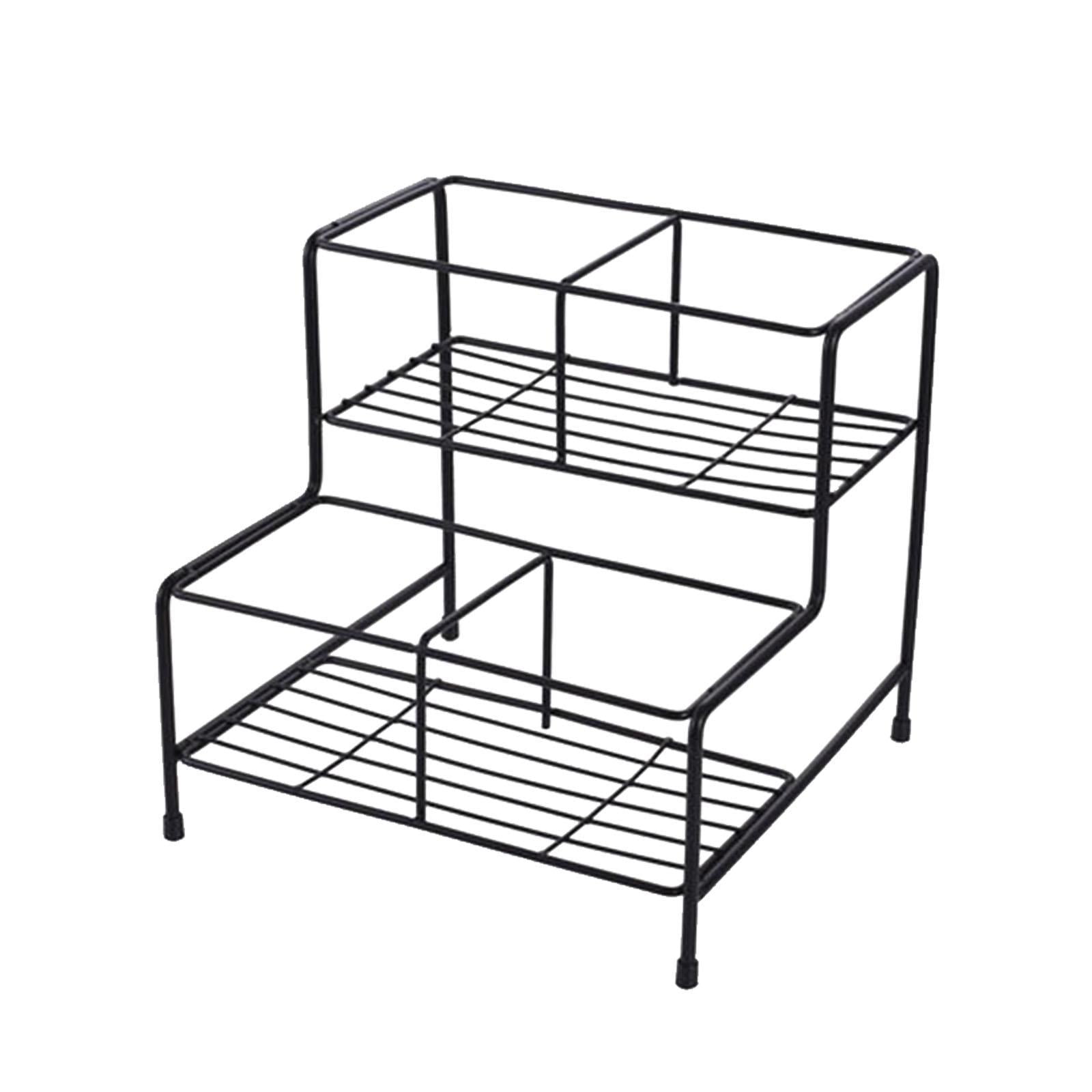 Kuntesetty Coffee Syrup Organizer Rack 2 Tier Metal Display Stand Syrup ...