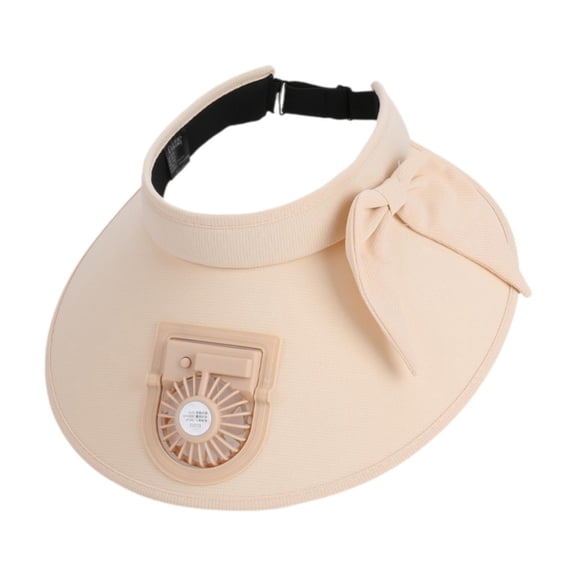 Kuntesetty Cooling Fan Hat Adjustable Visor for Camping Women Hiking Picnic Outdoor Beige
